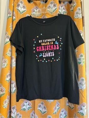 SHEIN Black Graphic Tee with Multicolor Lights Print